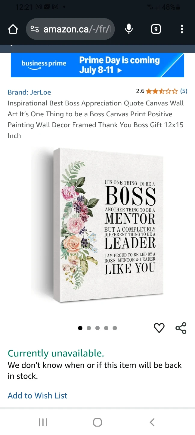 Inspirational canvass print