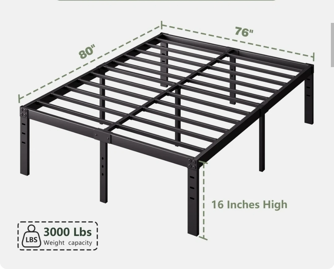 Heavy Duty Metal Platform King Size Bed Frame