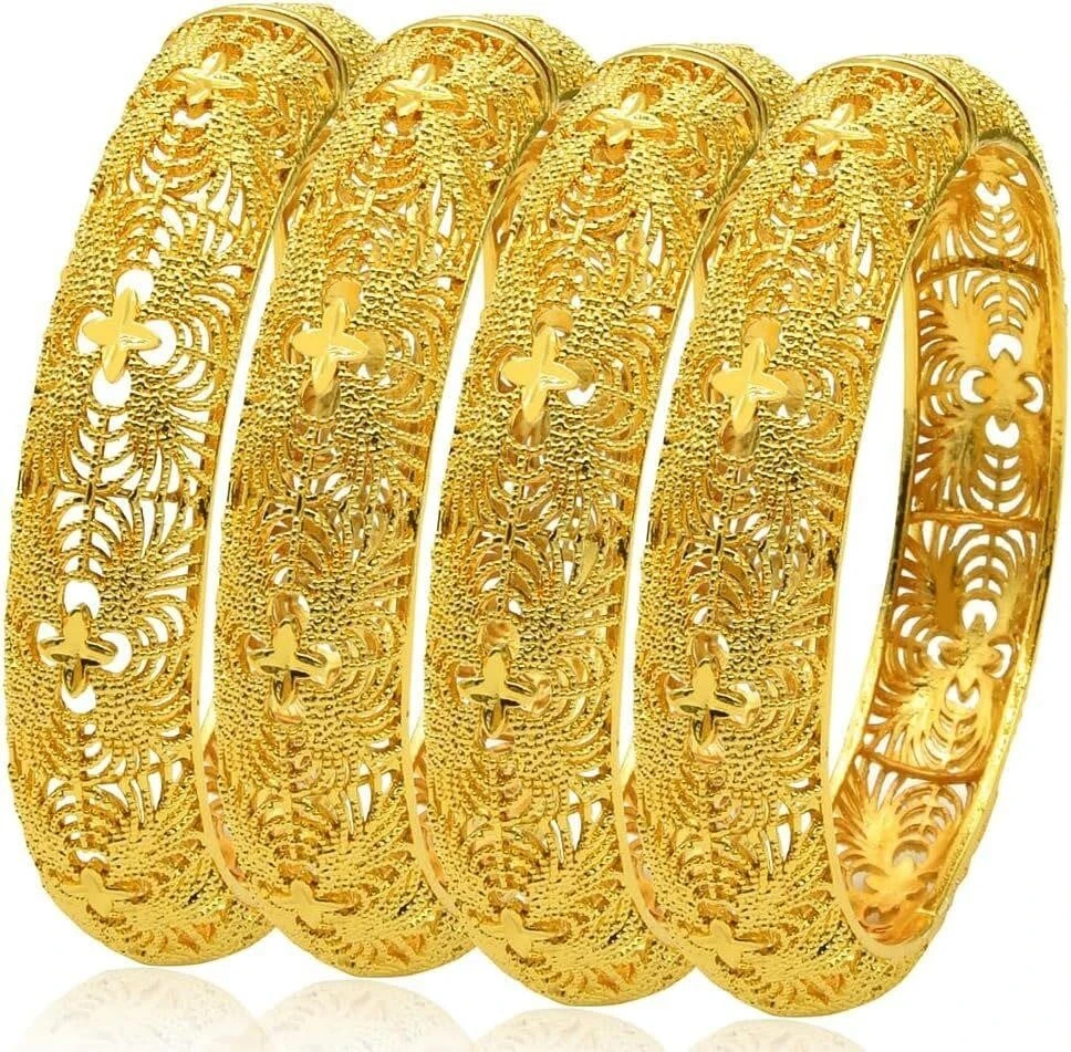 Set of 4 Gold Tone Filigree Bangle Bracelets - photo 3