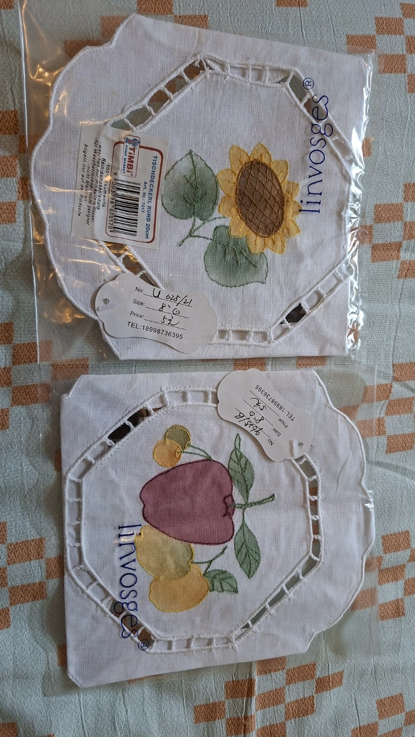 Set of two Round  tablecloth with Sunflower&fruits Design