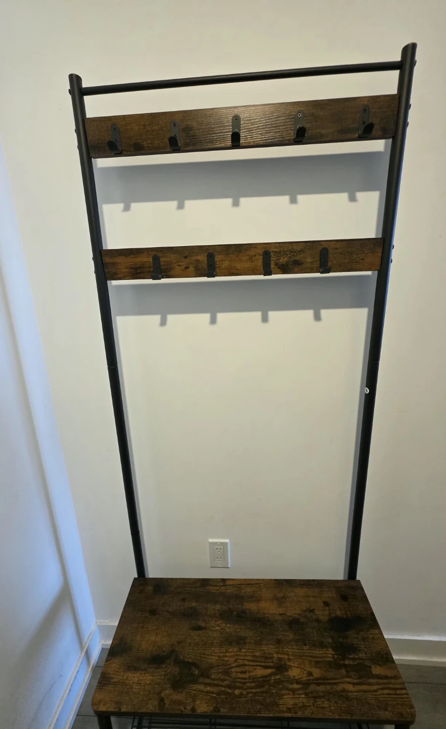Entryway Organizer w/ Bench, Coat Hooks & Shoe Rack - photo 2