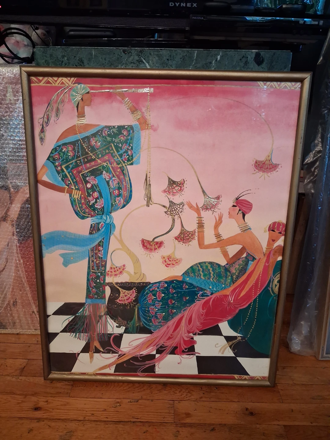 Vintage Art Deco Style Painting of Women