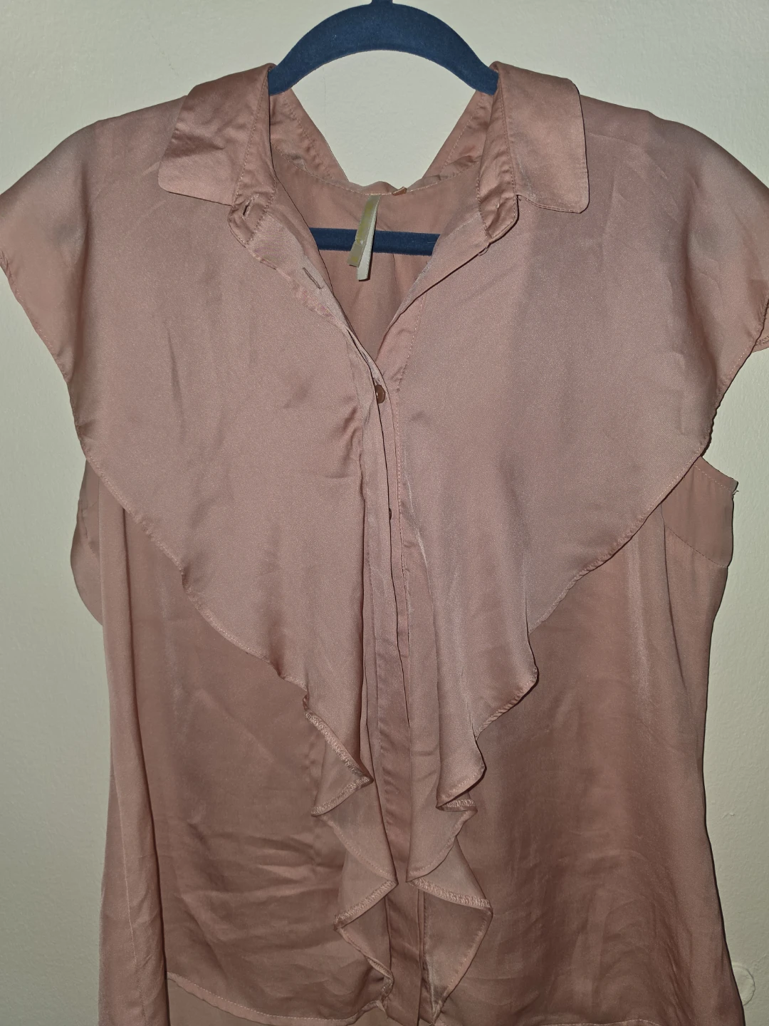 Coral pink satin Ruffle Blouse- size M - photo 3