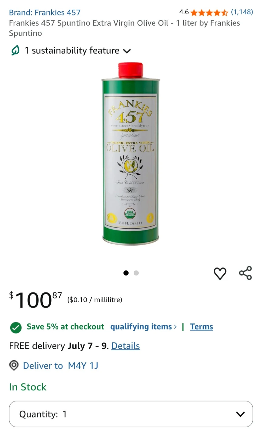 Frankies 457 Organic Extra Virgin Olive Oil Spuntino 1L - photo 3