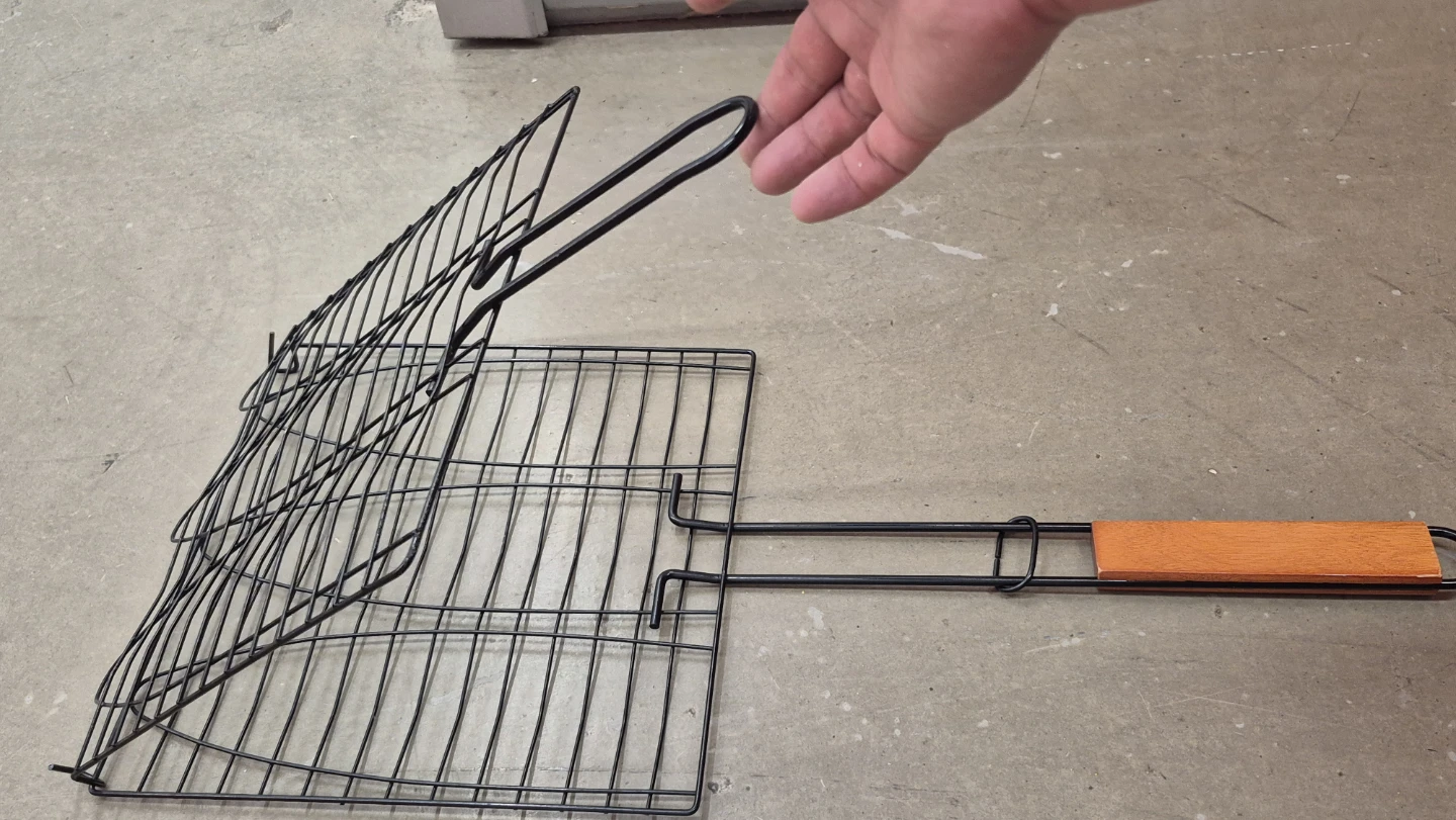 Locking Barbecue Grill Basket with Wood Handle - photo 2