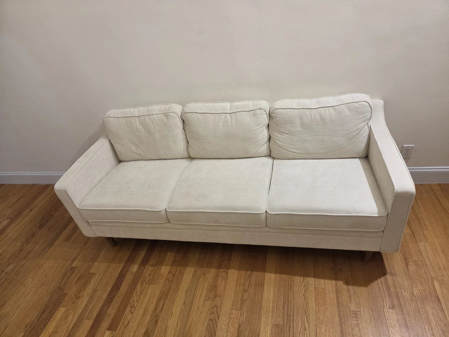 Cream 3-Seater Sofa with Accent Pillows
