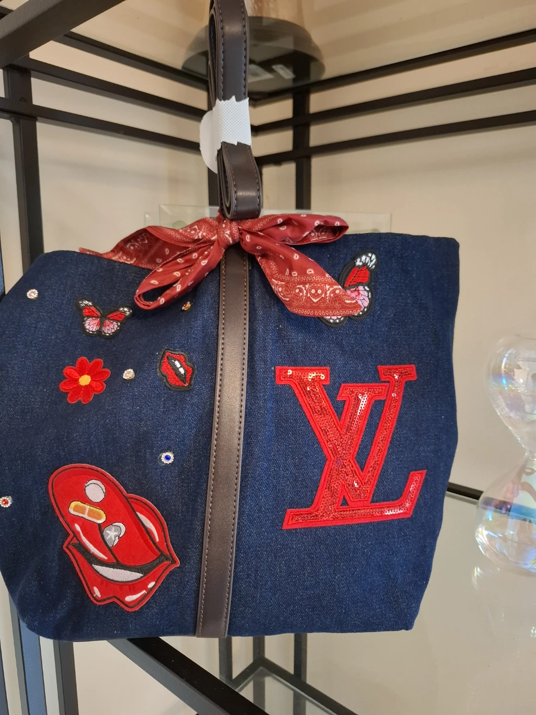 Denim Tote Bag with Embellishments - photo 2