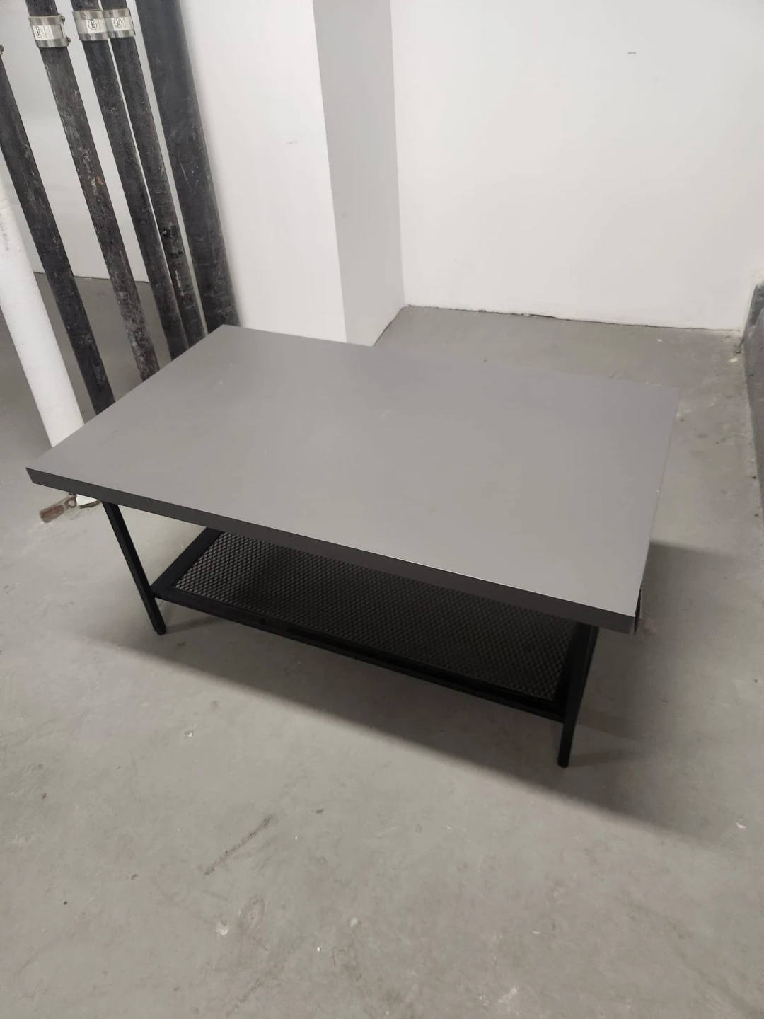 Grey Table with Lower Shelf