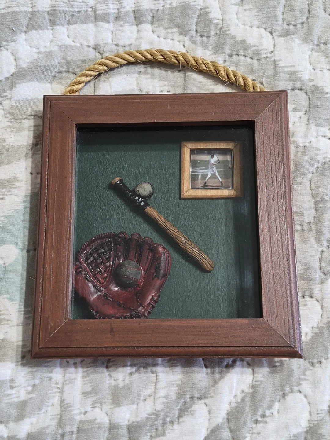 5 1/2" x 5 1/2" Wooden Shadow Box Style Baseball... - photo 2