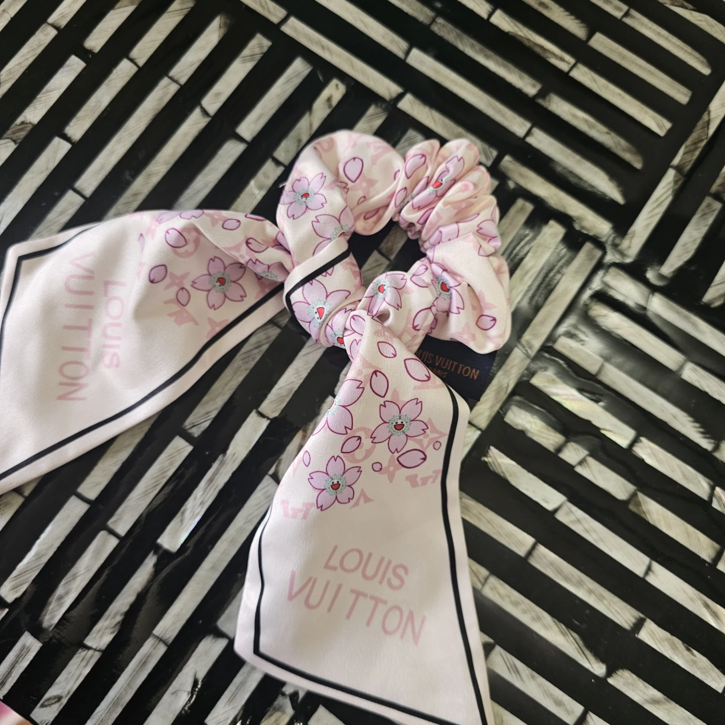 Louis Vuitton Pink Cherry Blossom Silk Scrunchie