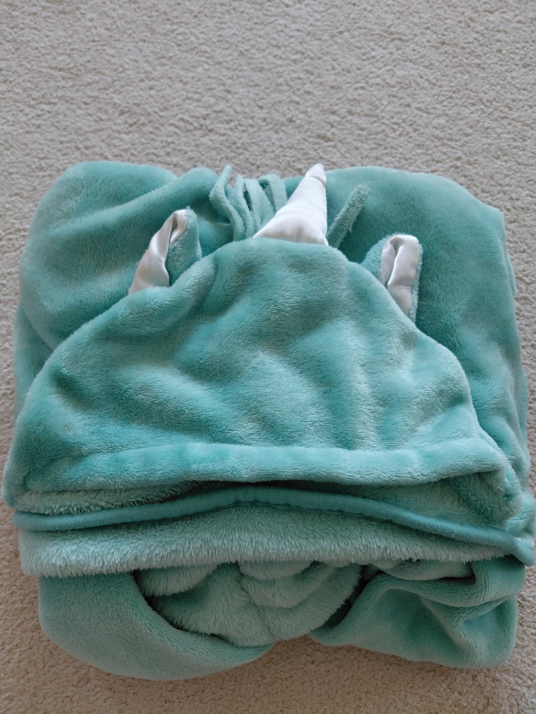Teal Unicorn Hooded Blanket with Sleeves