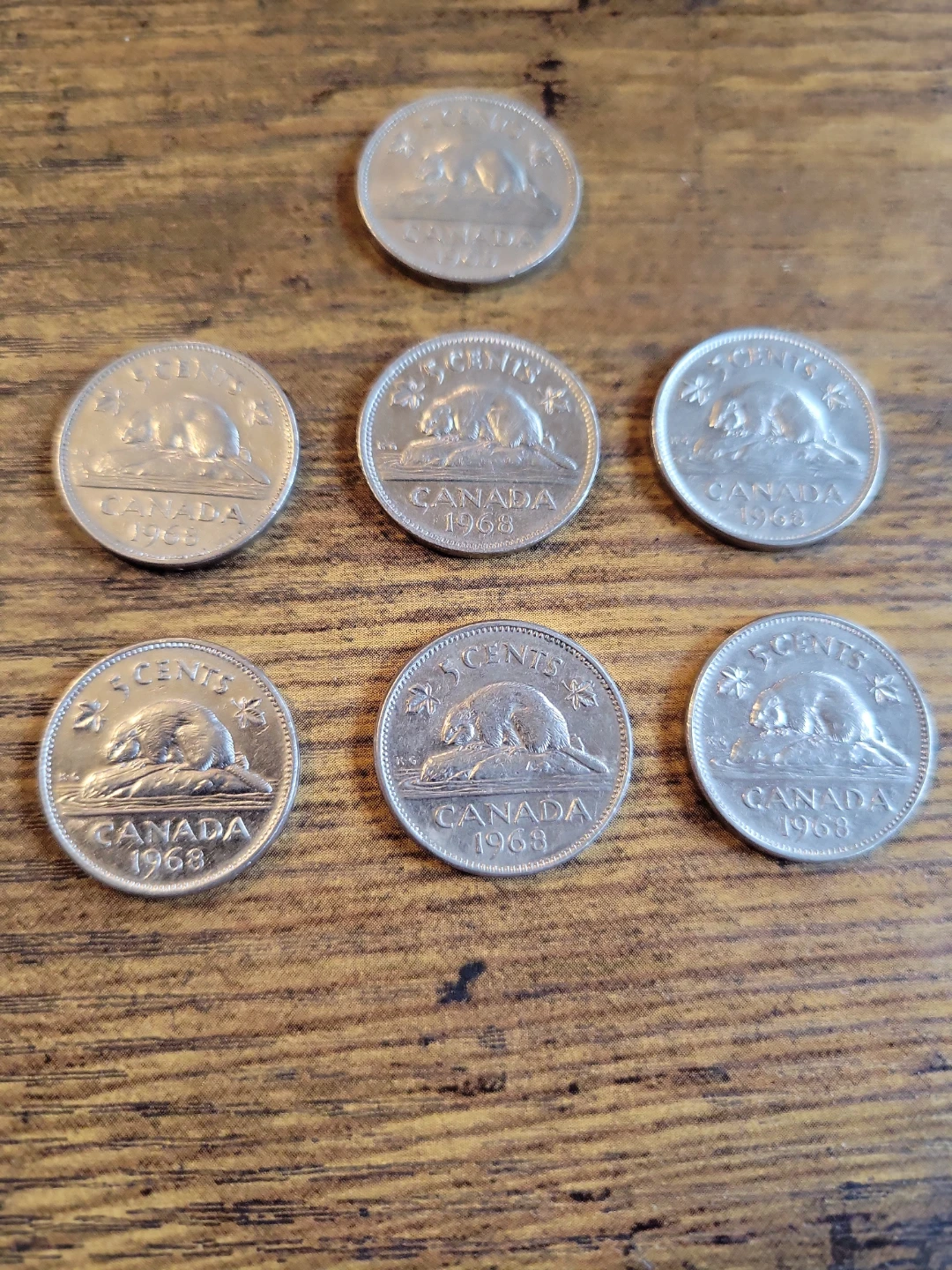 7 x Canada 5 Cents Coins - 1968 - photo 2