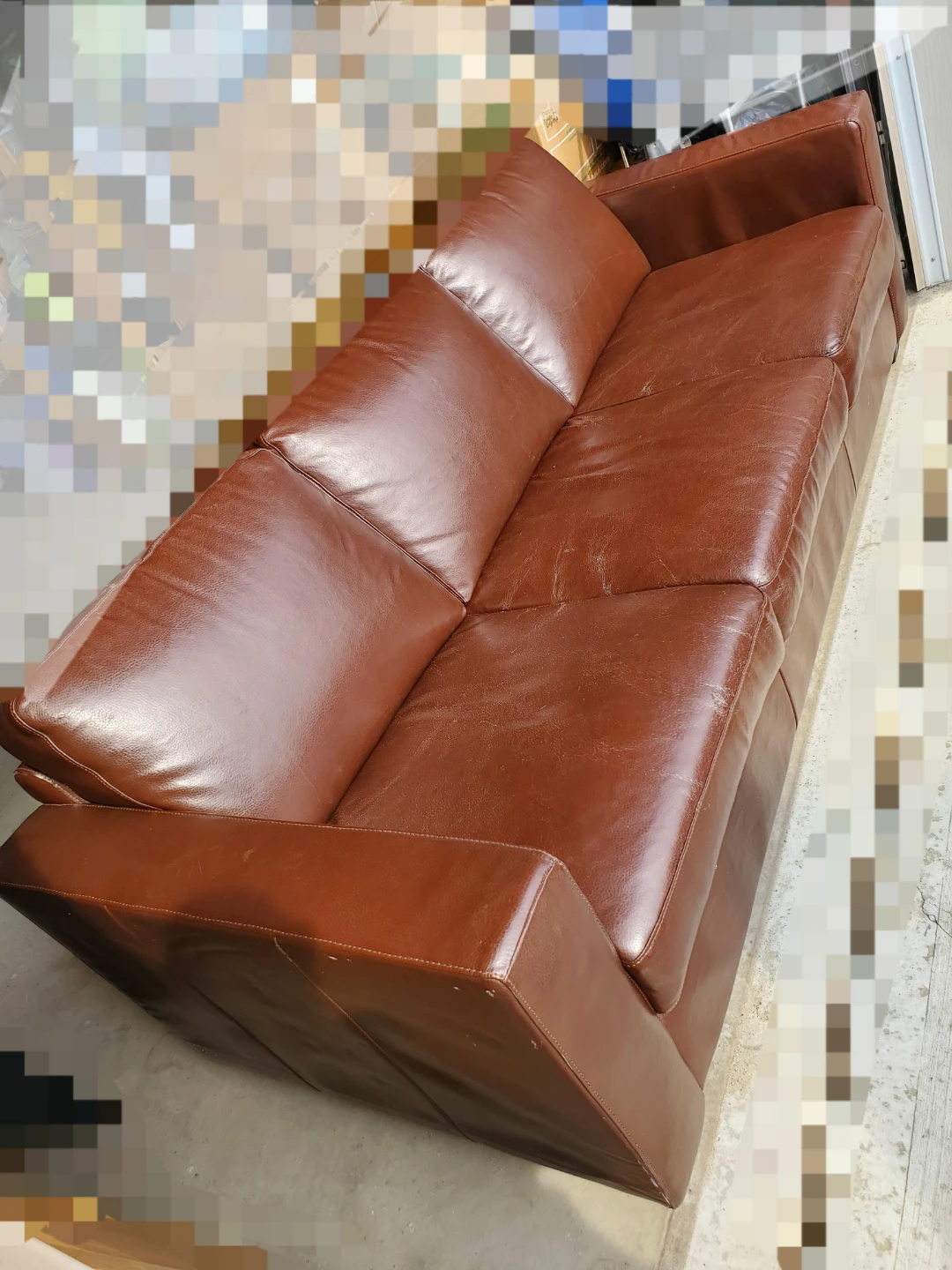 Brown leather couch - photo 3