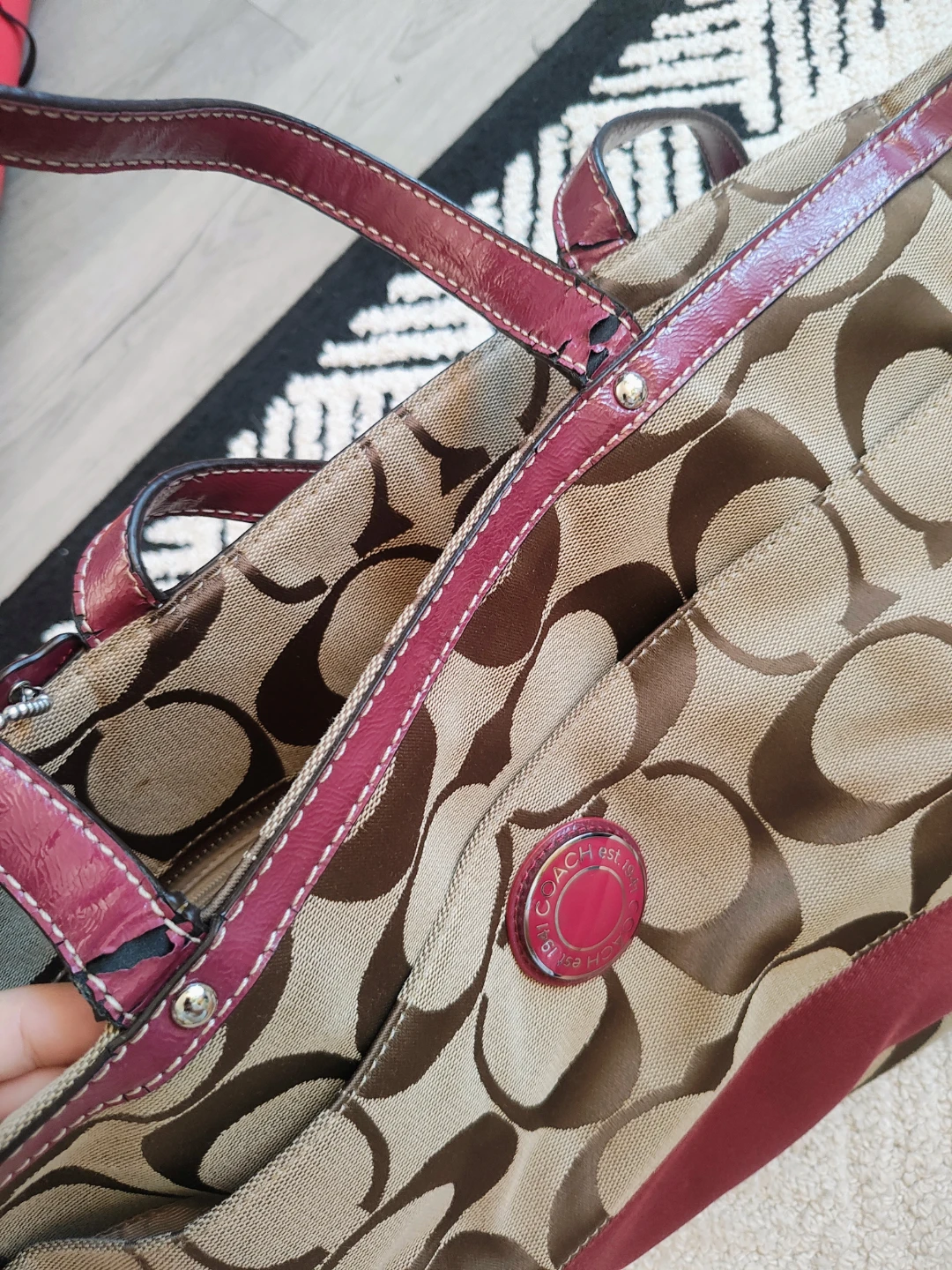 Coach Signature Tote Bag - Brown/Burgundy - photo 3