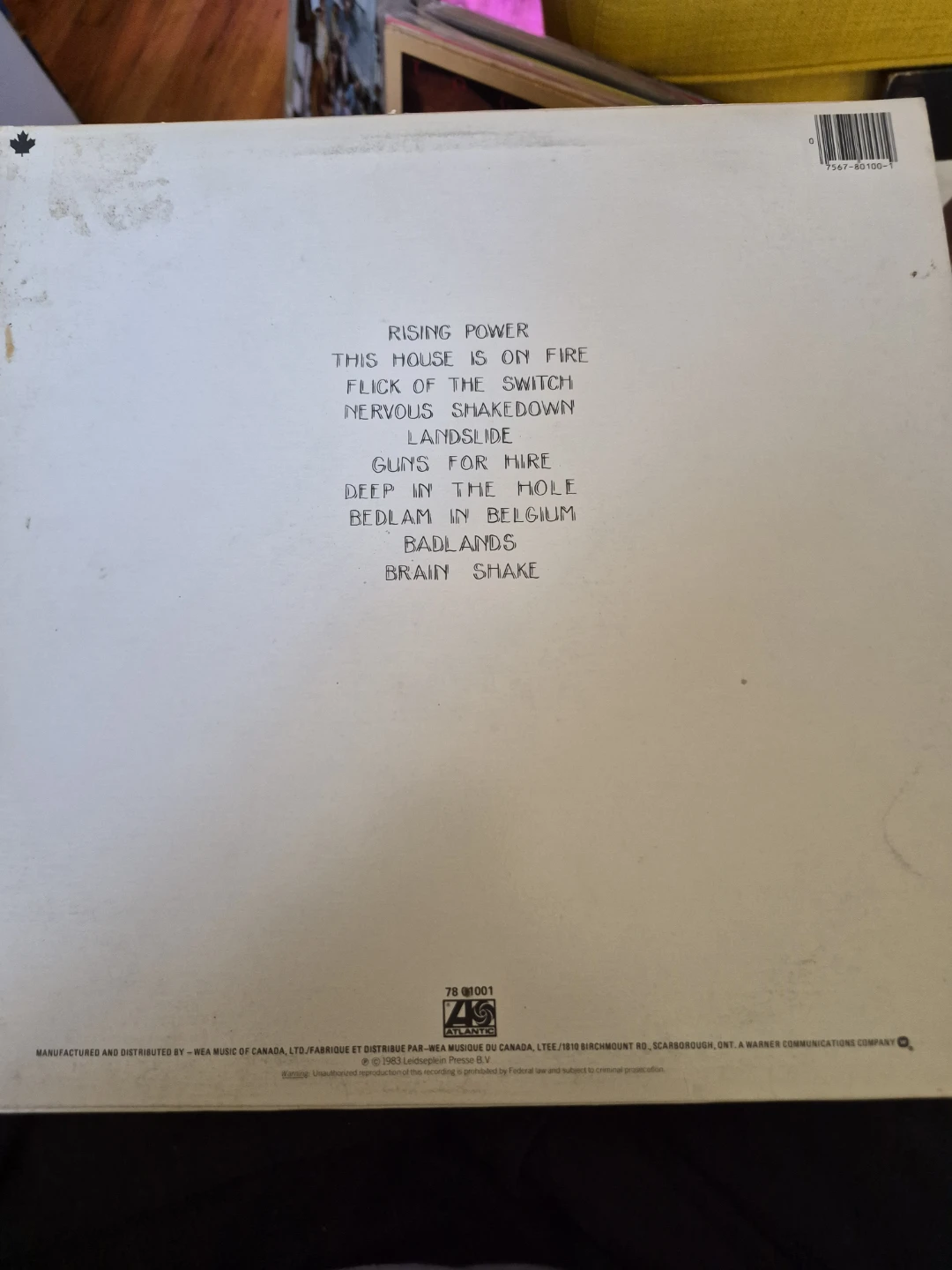 AC/DC Flick of the Switch Vinyl Record - photo 2