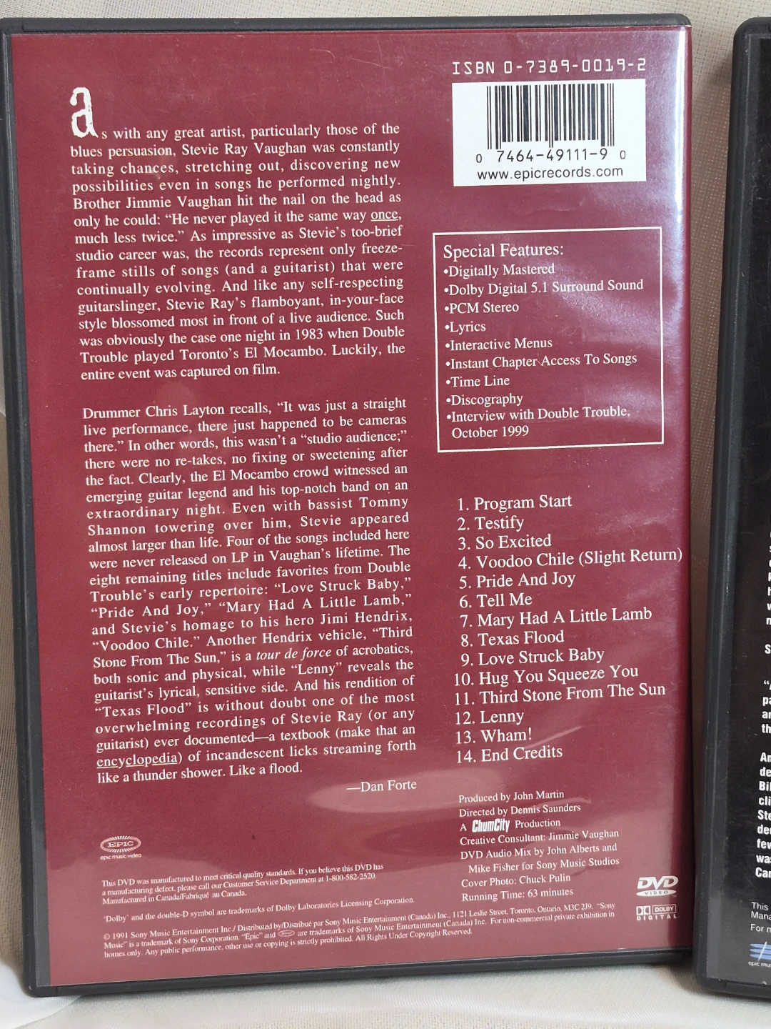 2 Stevie Ray Vaughan Live Concerts on Dvds - 1995 & 1991 - photo 4
