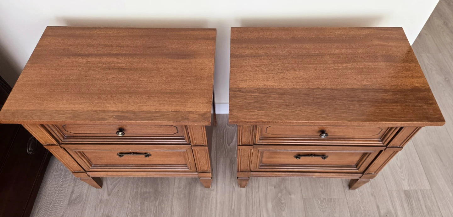 Pair Of MCM Solid Walnut Nightstands With 2 Storage Drawers - photo 3