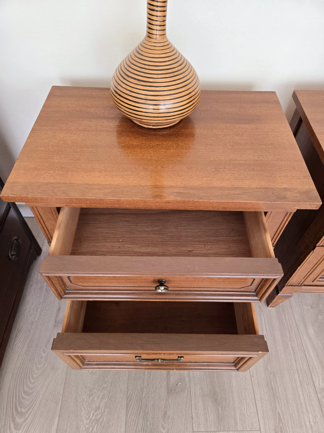 Pair Of MCM Solid Walnut Nightstands With 2 Storage Drawers - photo 4