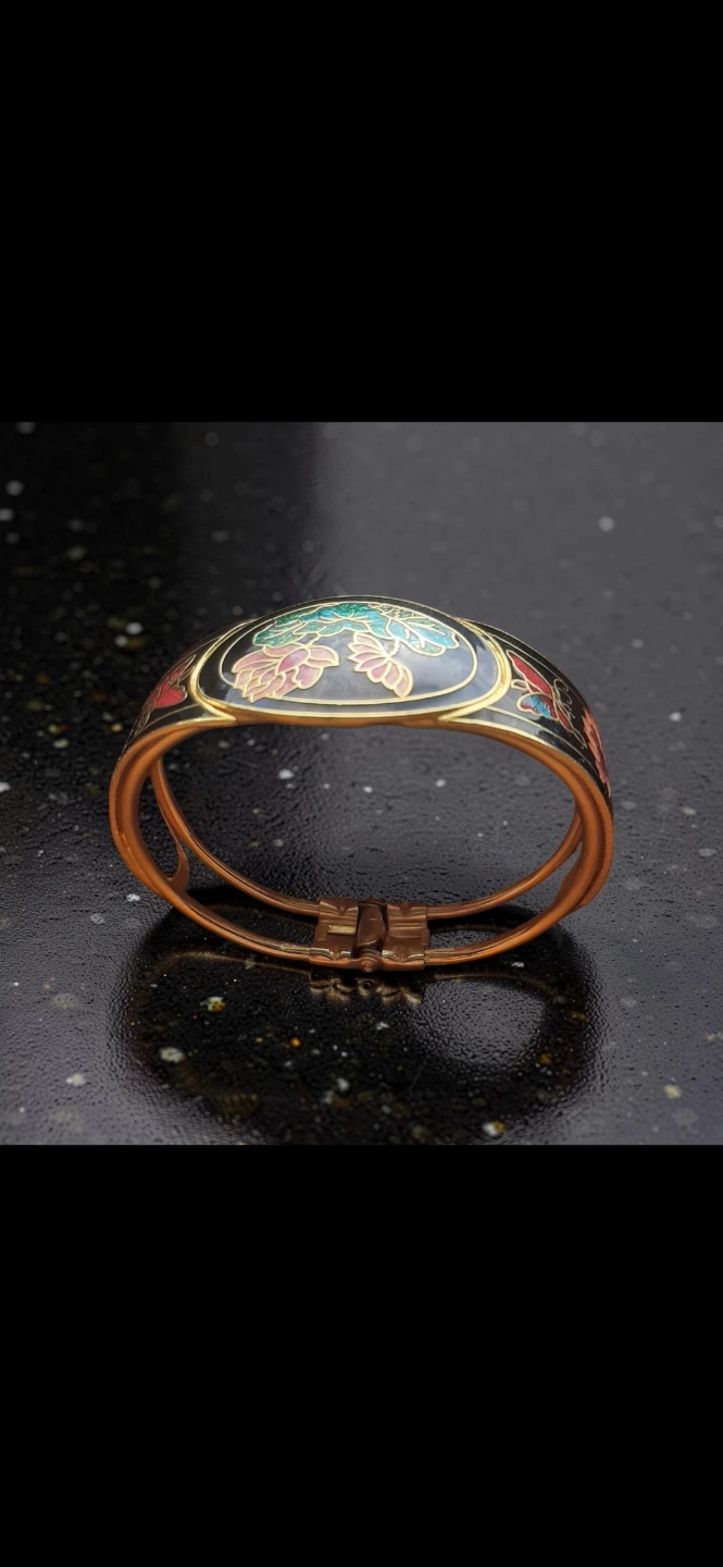 Vintage Enamelled Floral Bangle Bracelet