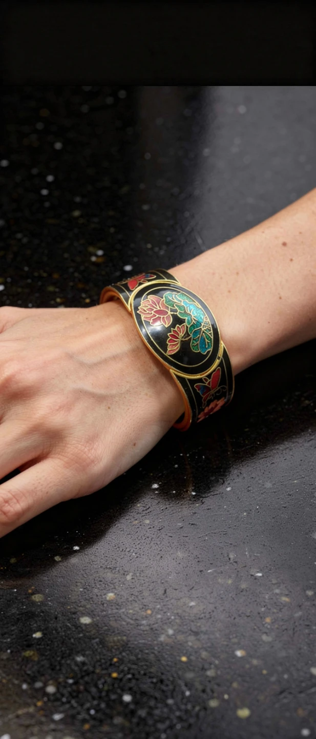 Vintage Enamelled Floral Bangle Bracelet - photo 2