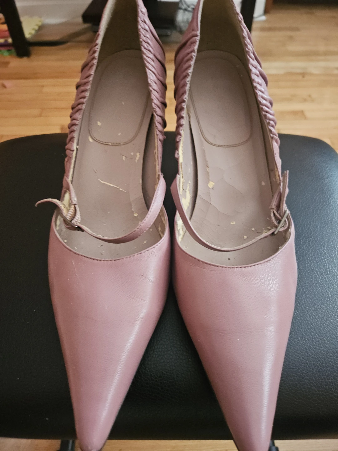 Pink Leather Kitten Heel Pumps