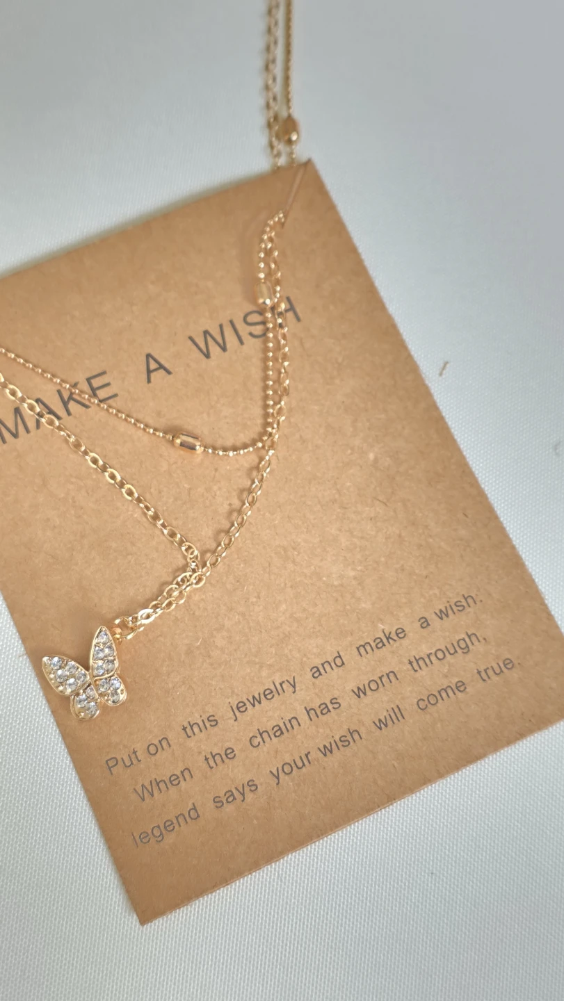 Gold butterfly layered necklace