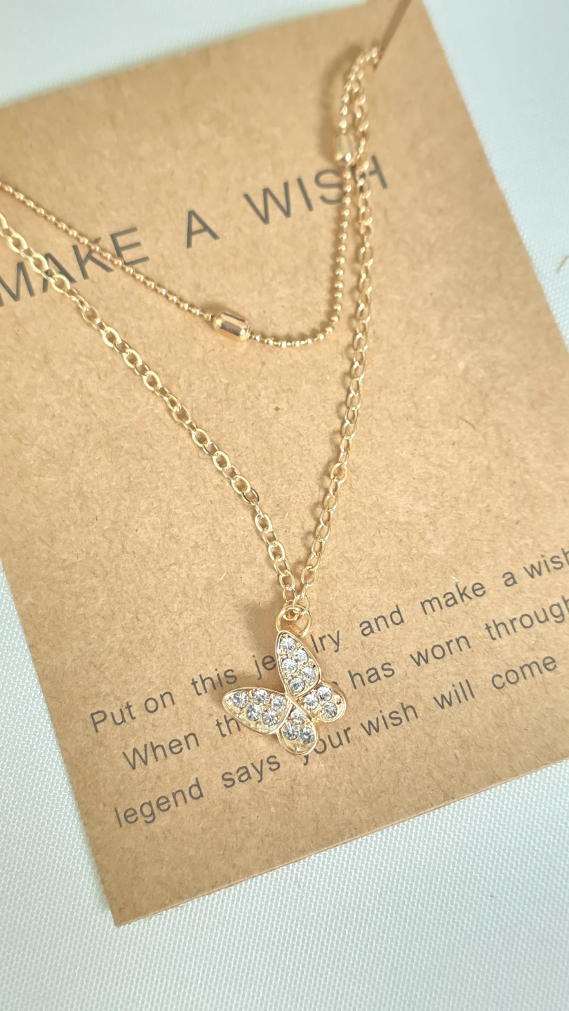 Gold butterfly layered necklace - photo 3