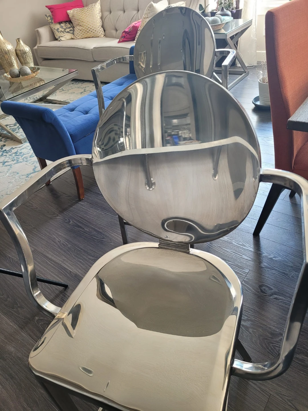 Set of 4 Modern Chrome Bar Stools