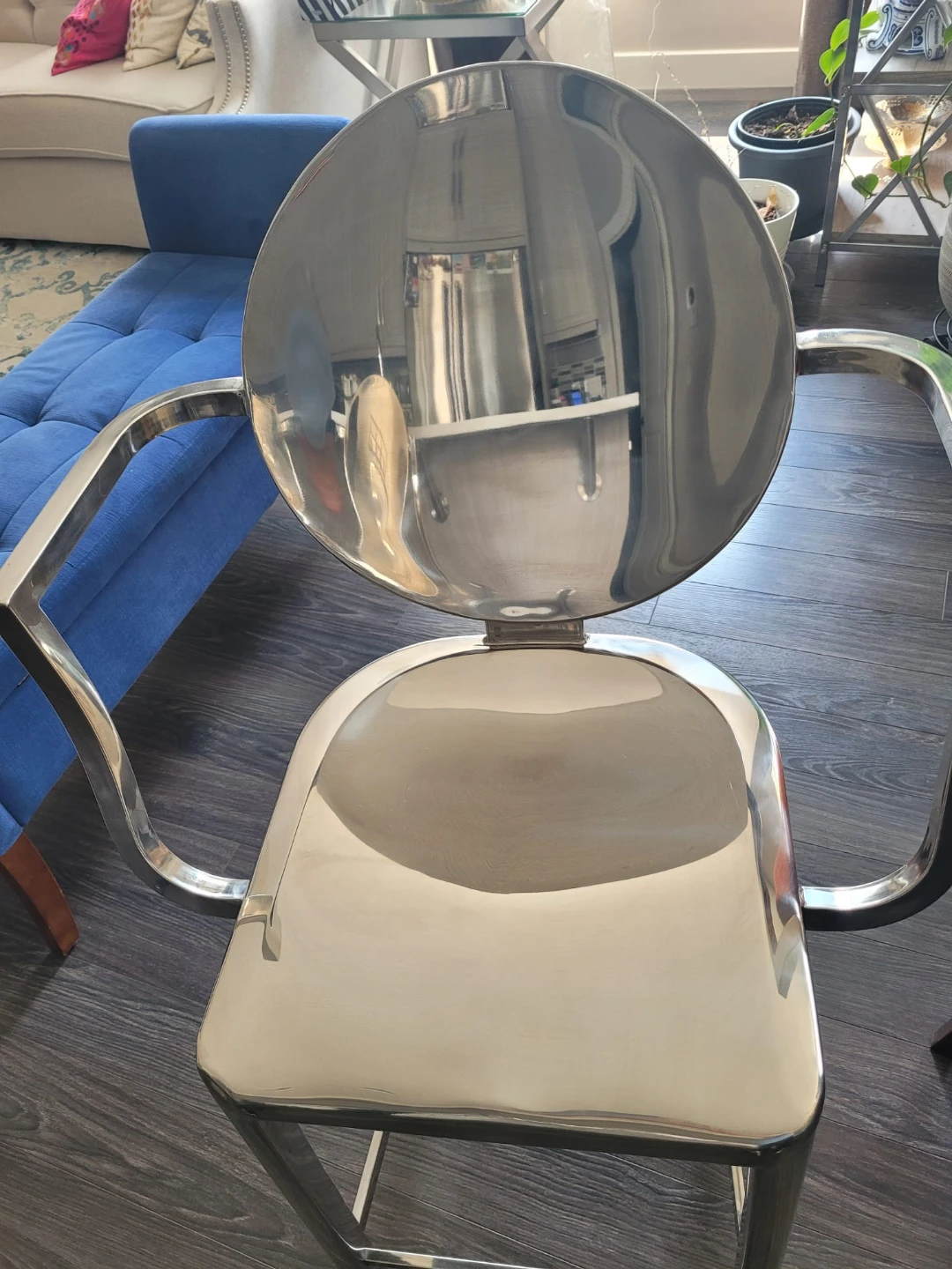 Set of 4 Modern Chrome Bar Stools - photo 2