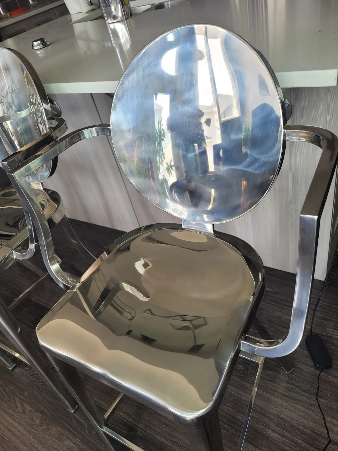 Set of 4 Modern Chrome Bar Stools - photo 3