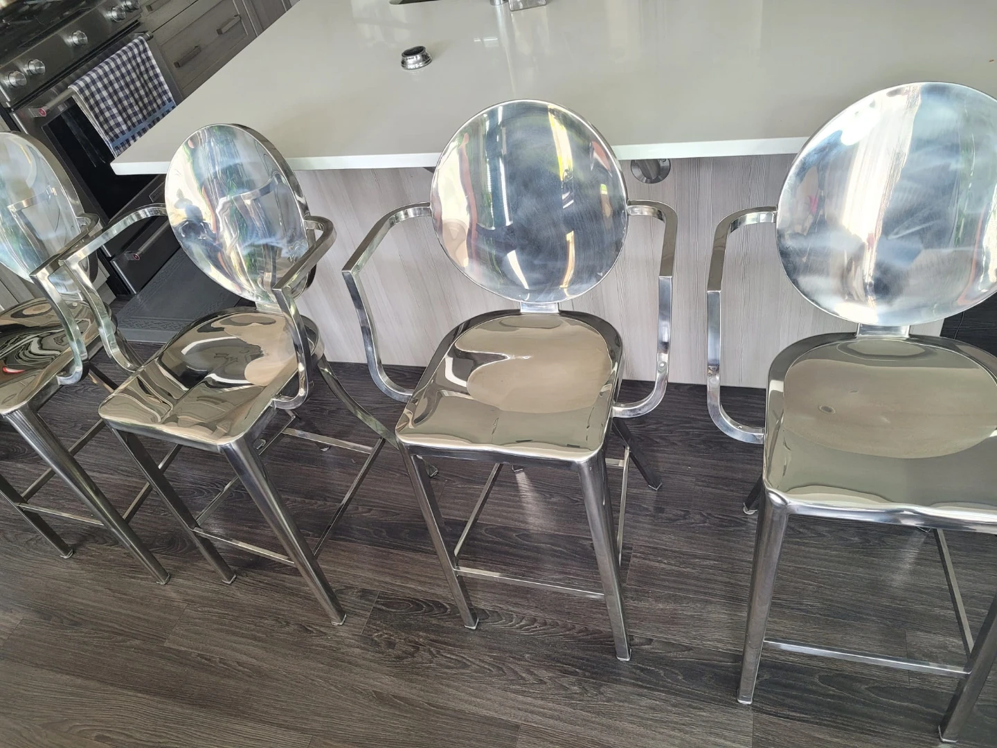 Set of 4 Modern Chrome Bar Stools - photo 4