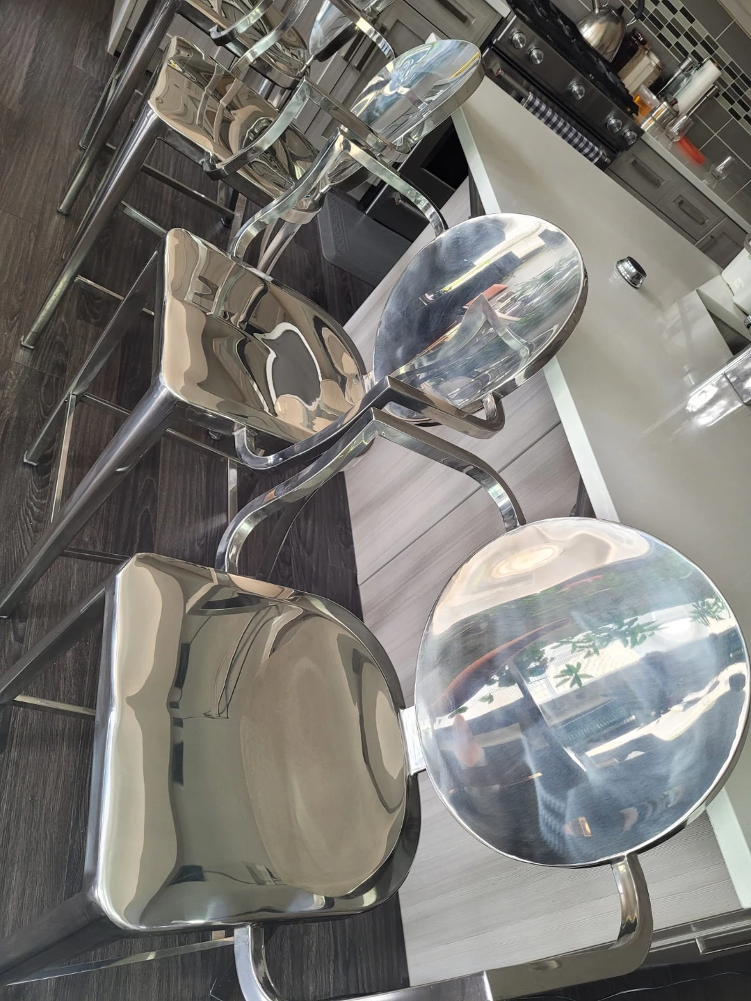 Set of 4 Modern Chrome Bar Stools - photo 5