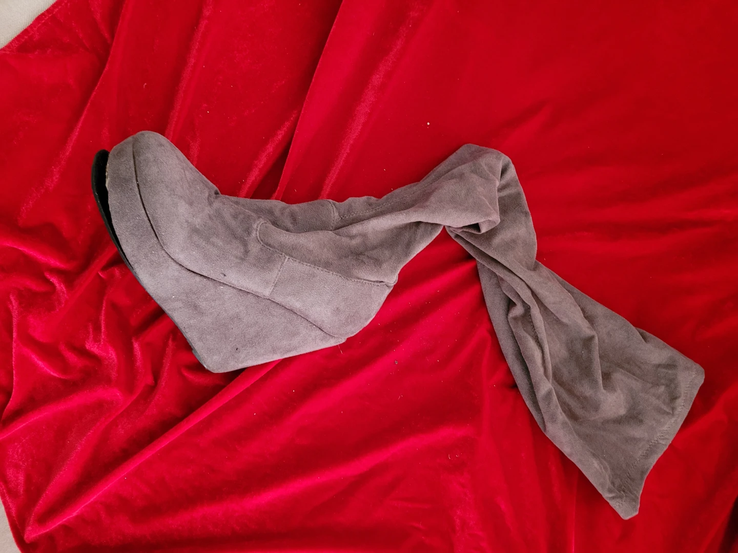Grey Wedge Over-the-Knee Boots - old