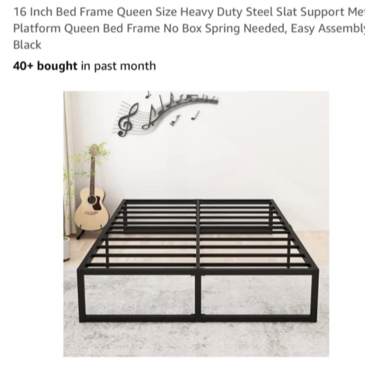 Queen-sized metal platform slat bed support - photo 3