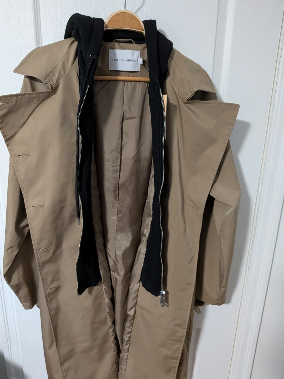 Rebecca Minkoff Tan Trench Coat with Black Hooded Liner - photo 4
