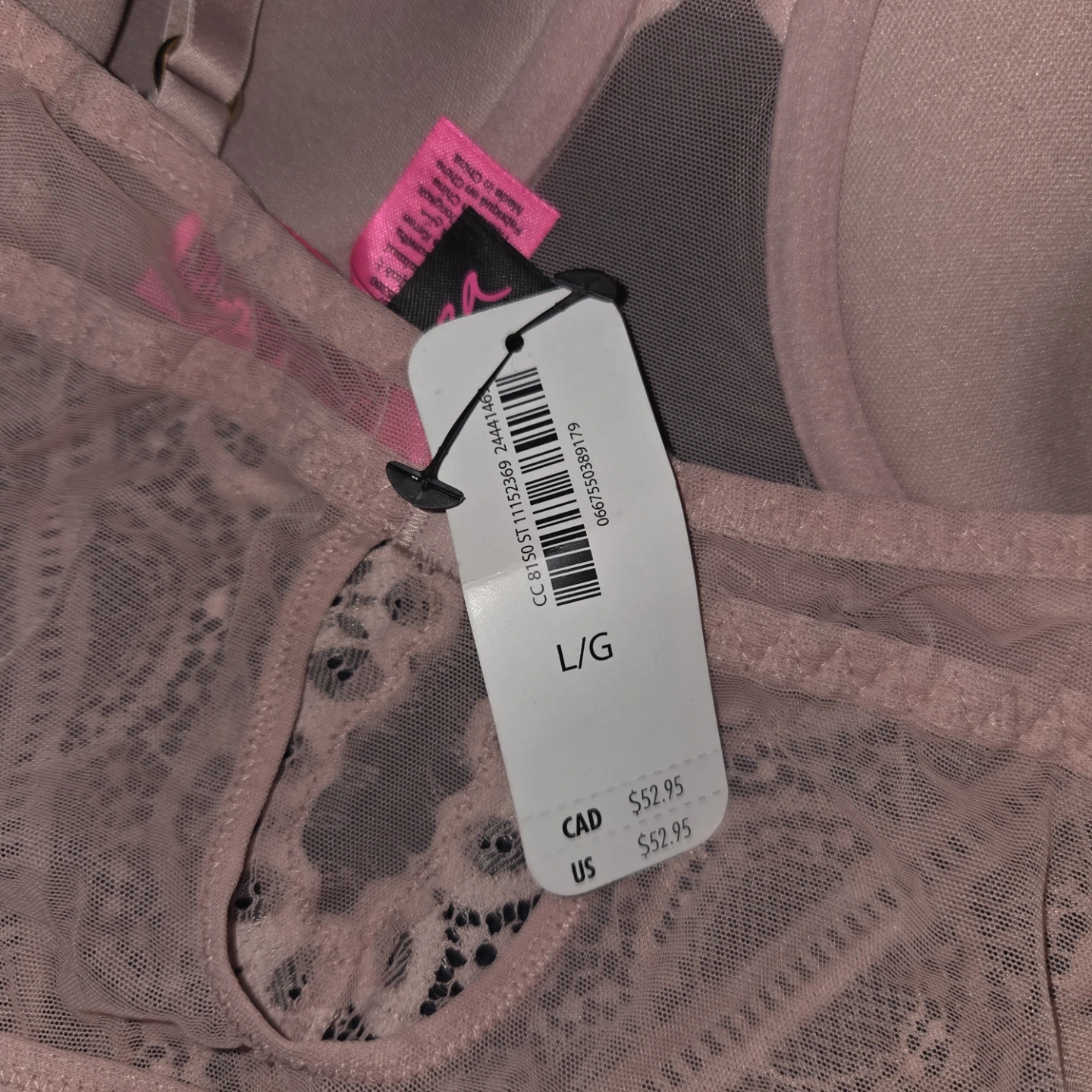 La Senza Lightly Lined Pink Lace Bodysuit - LG - photo 3