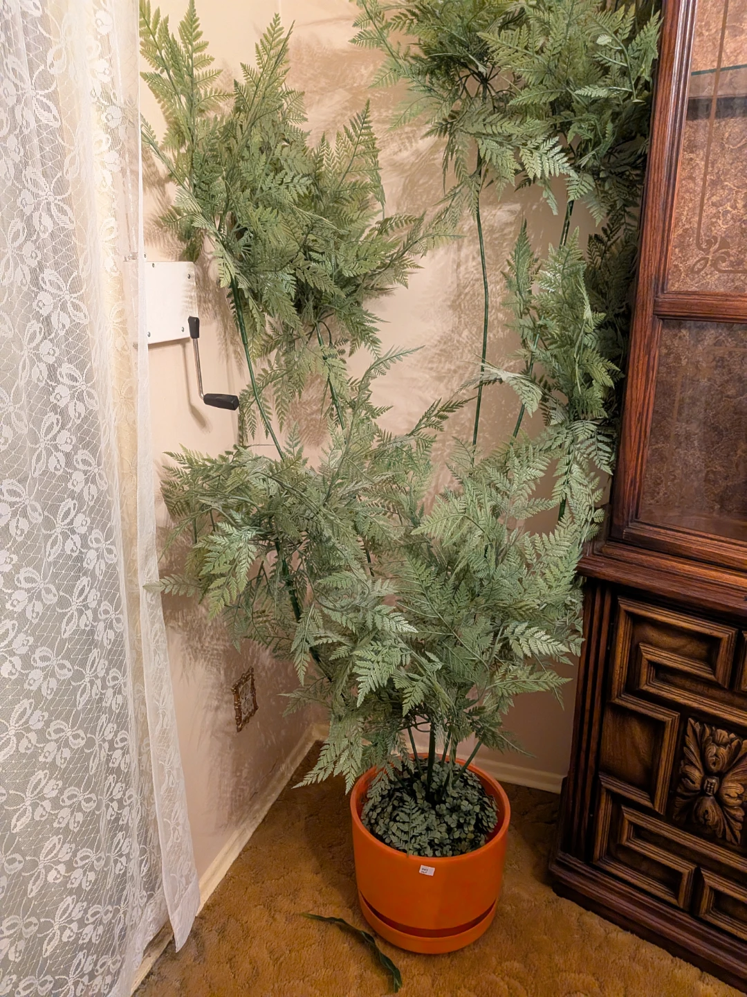 Artificial Fern Plant in Orange Pot