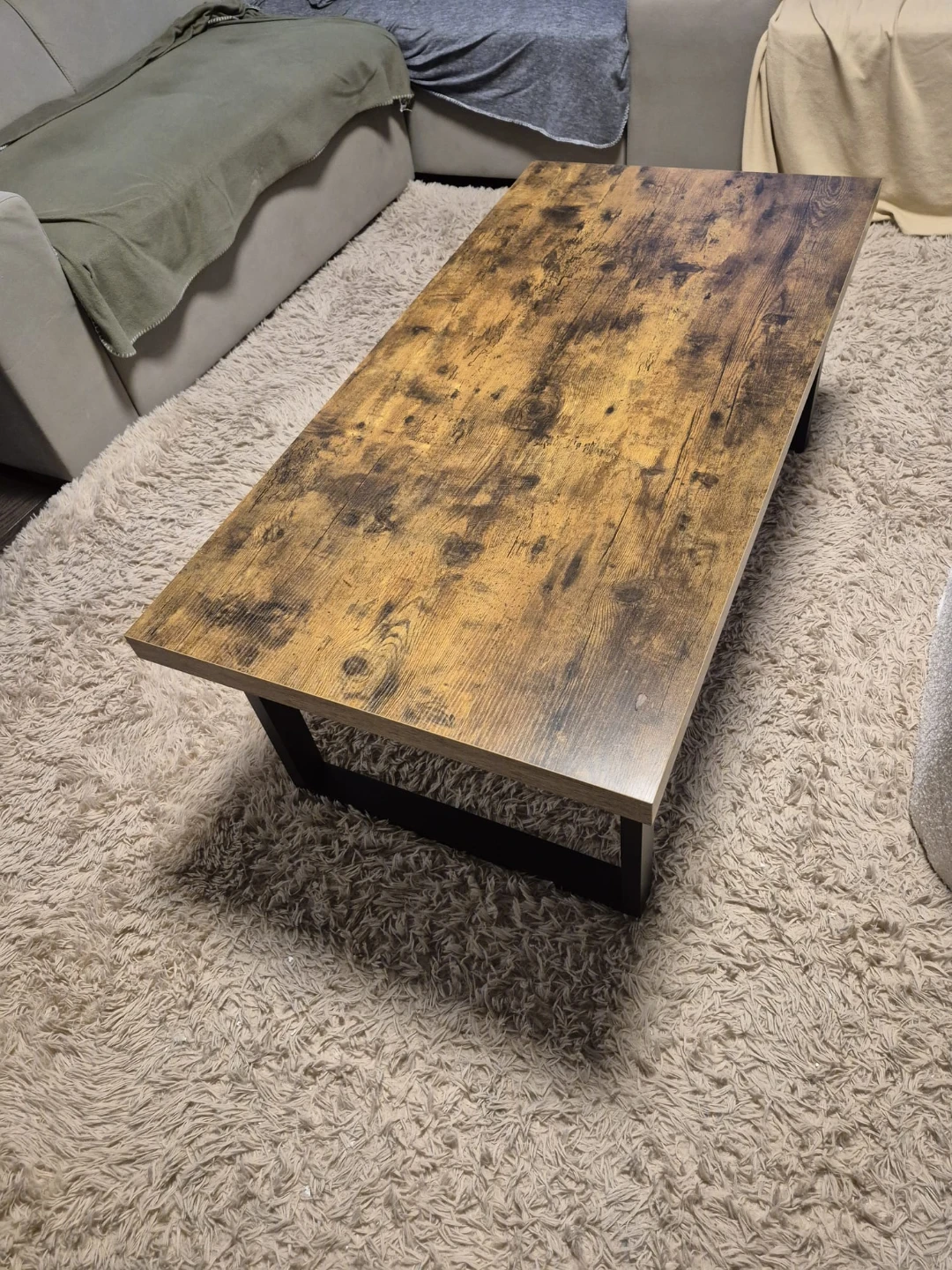 Rustic Wood Coffee Table with Black Metal Legs - photo 3