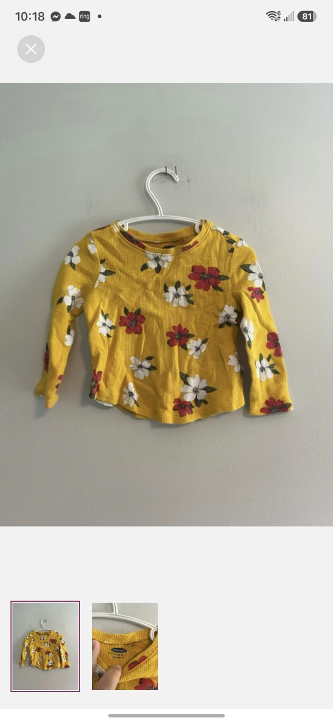 Old Navy Girls Floral Long Sleeve Thermal Shirt