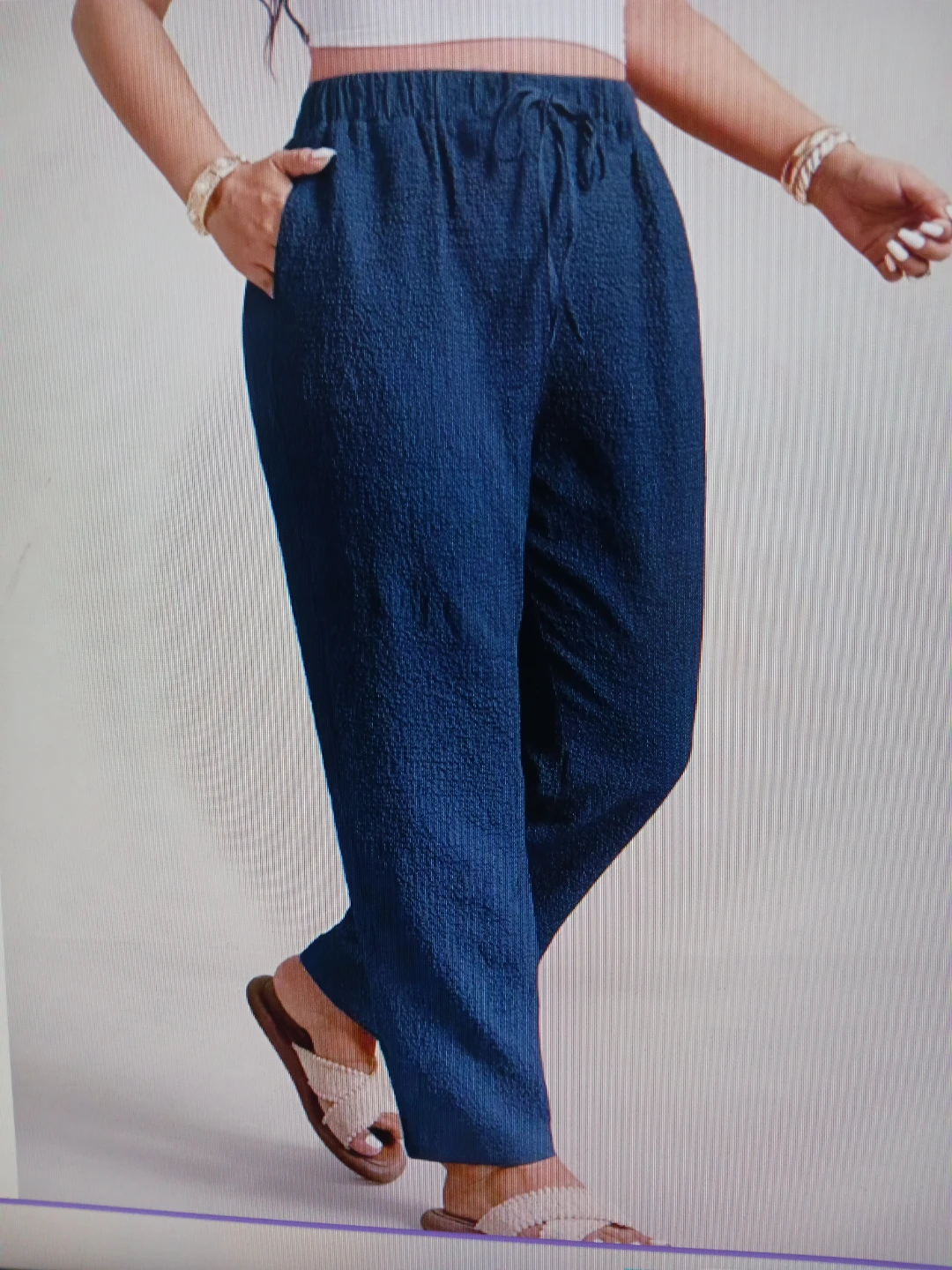 Navy Blue Textured Trousers