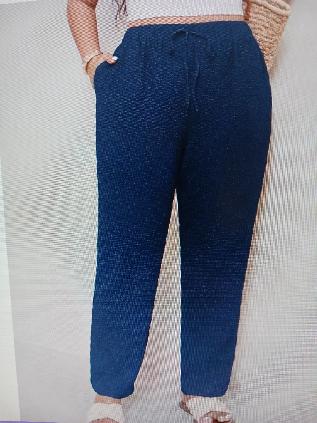 Navy Blue Textured Trousers - photo 3