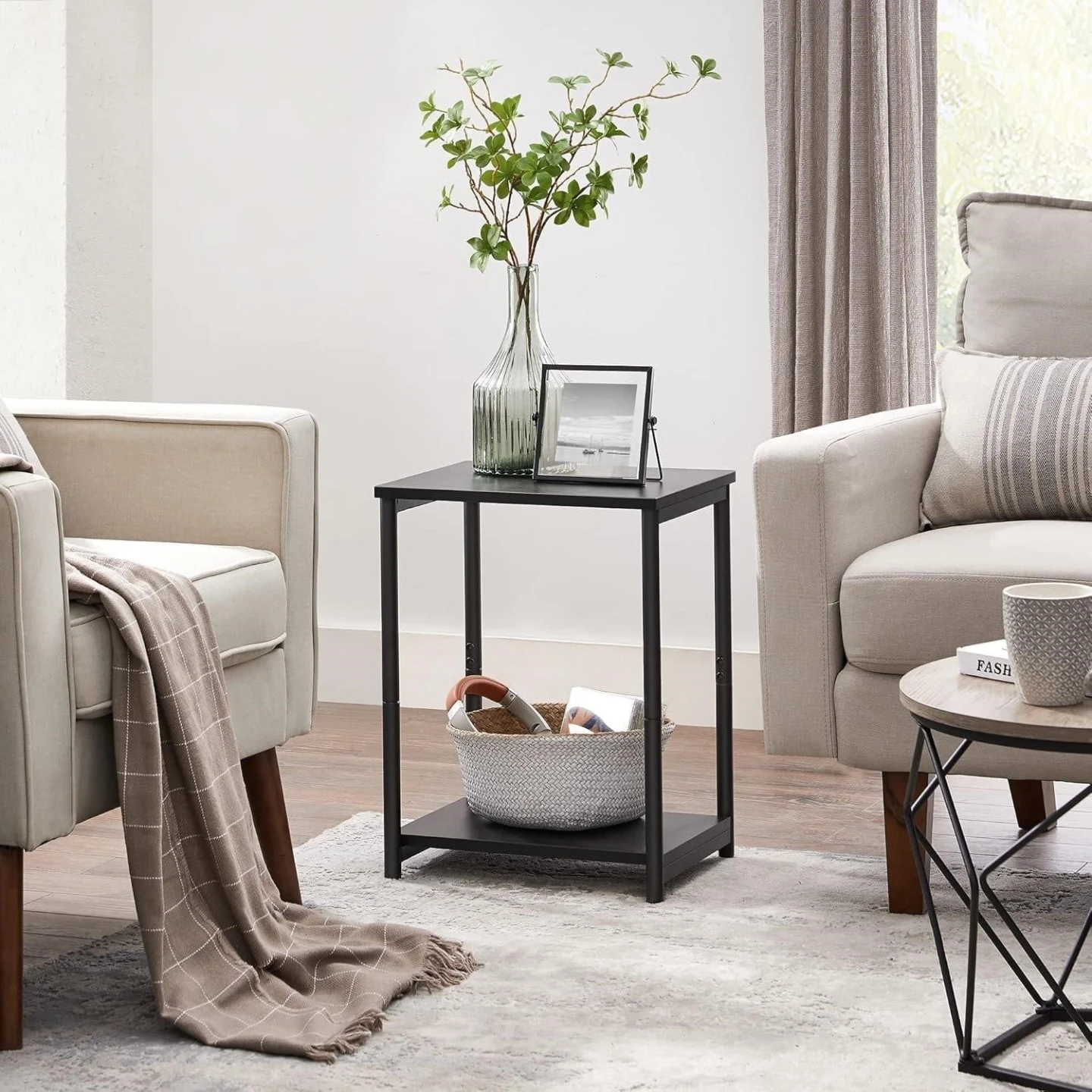 VASAGLE End Side Table Black 15.2" W x 11.8" D x 19.7" H - photo 3
