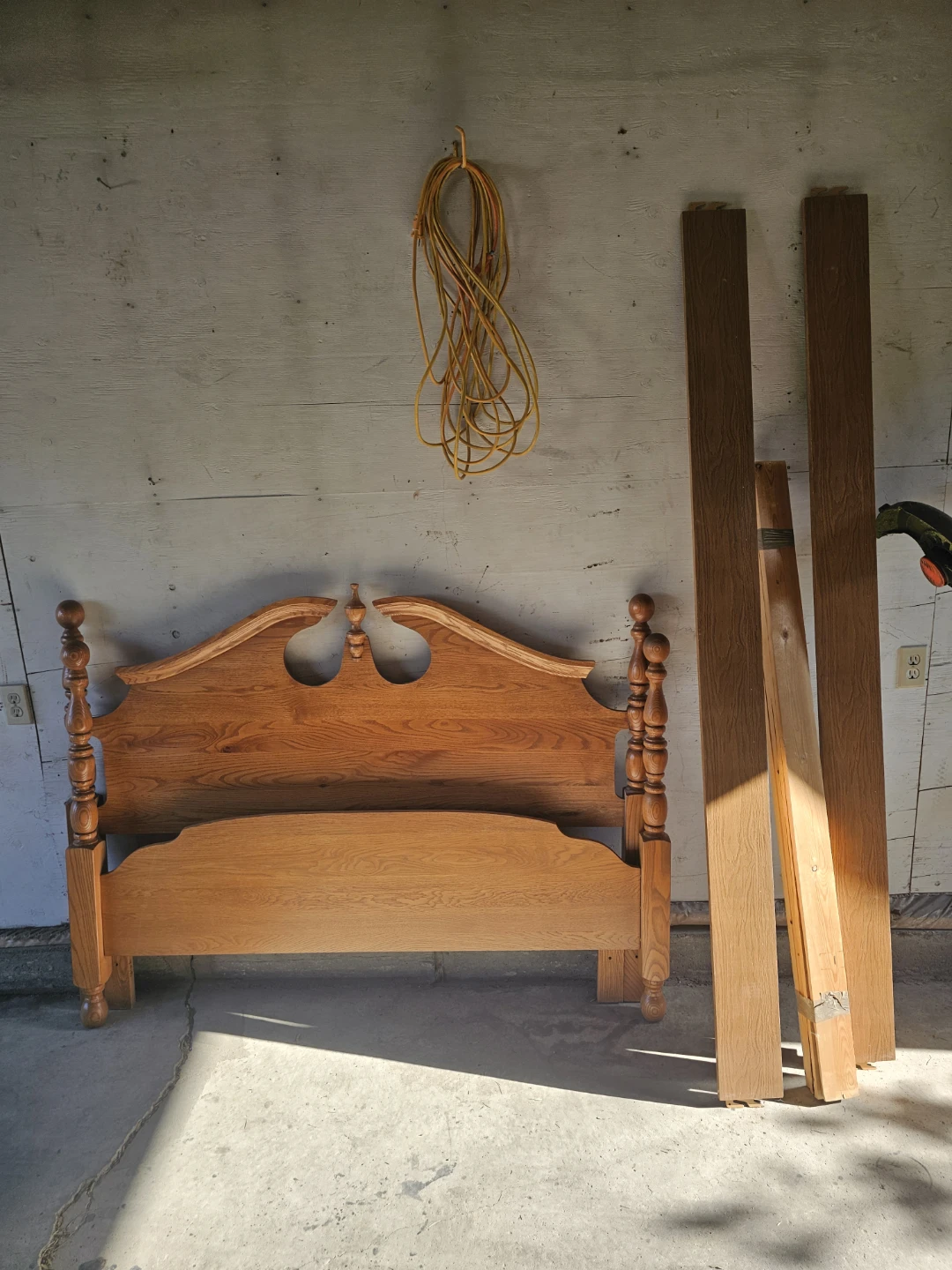 Solid Oak Headboard and Bed Frame