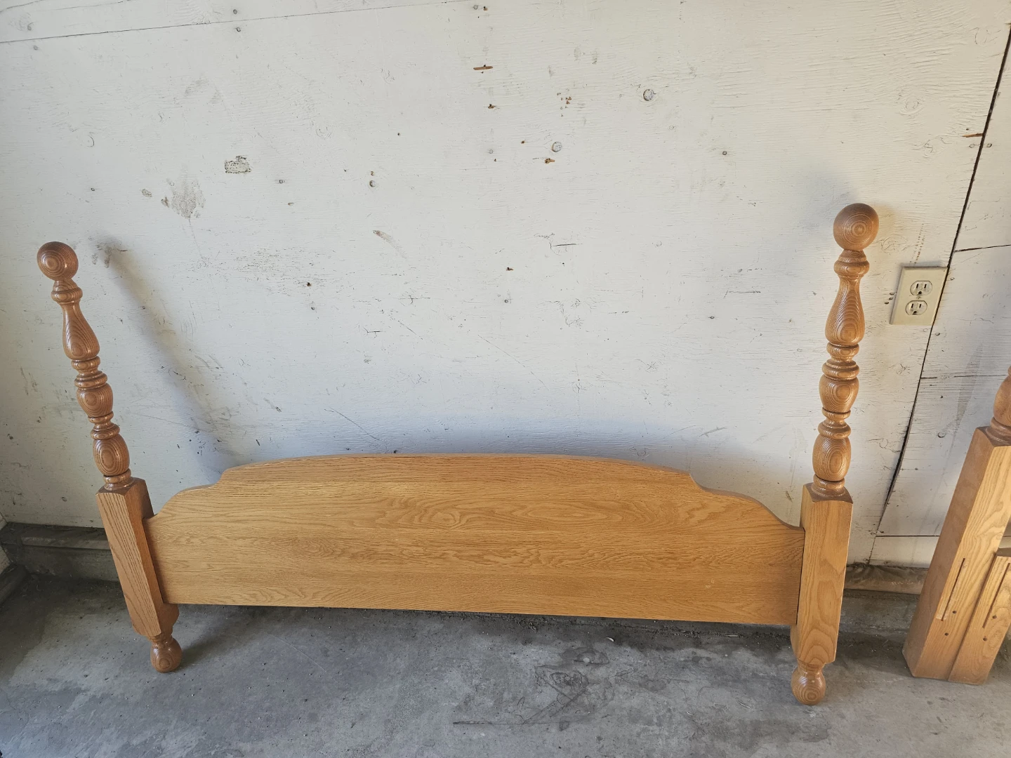 Solid Oak Headboard and Bed Frame - photo 3