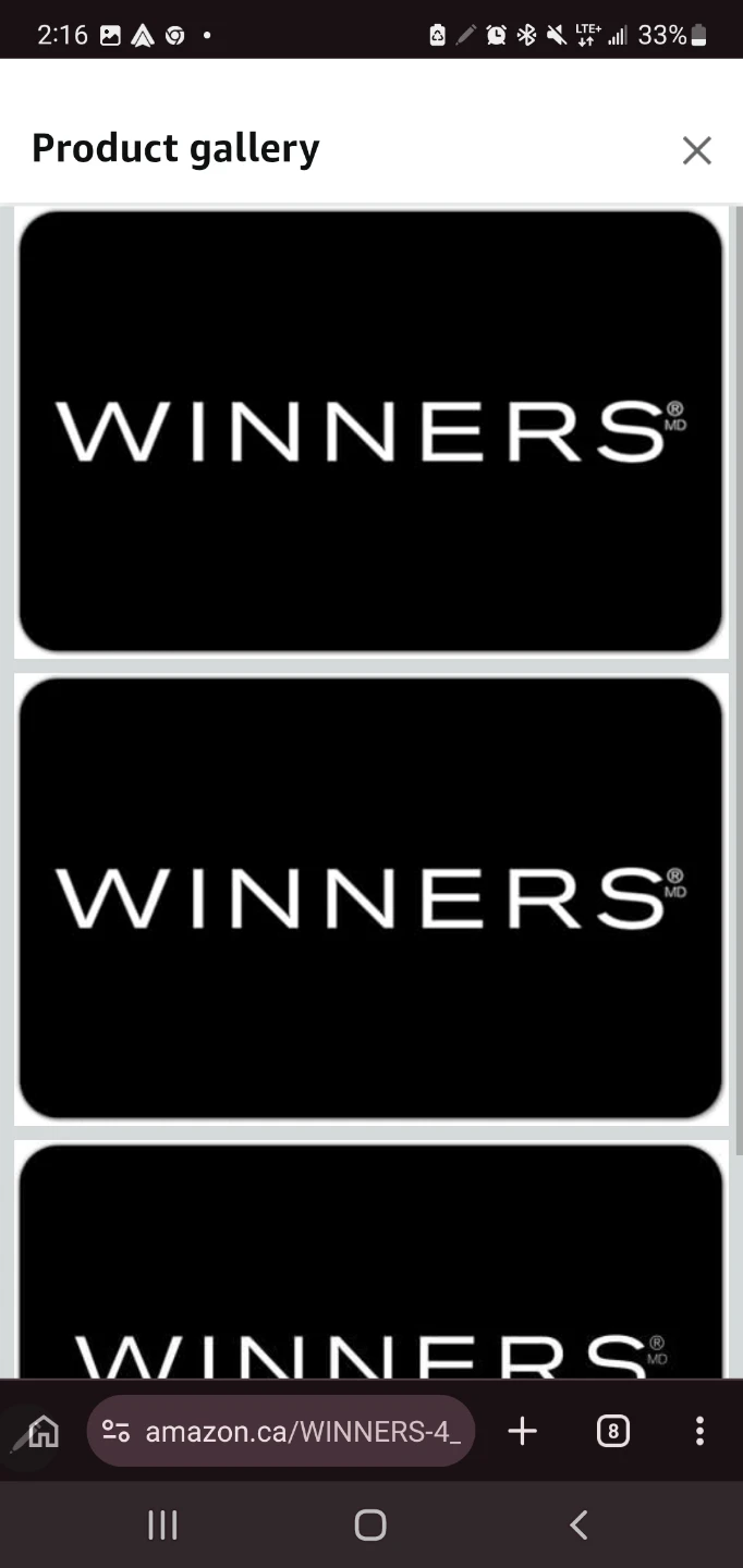 Winners Gift Card $800 for $600