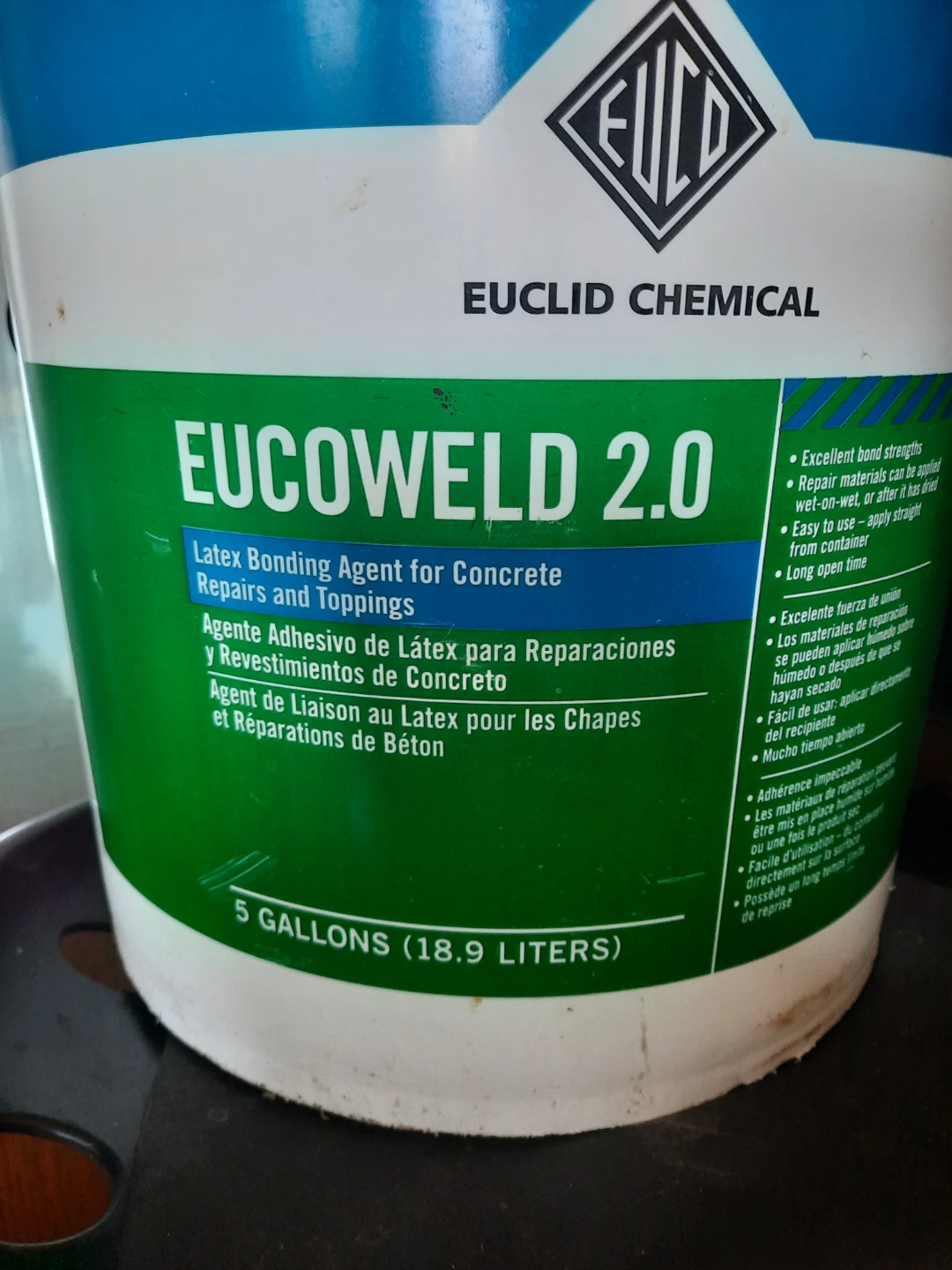 Euclid EUCOWELD 2.0 Latex Bonding Agent for Concrete - 5 Gallons - photo 2
