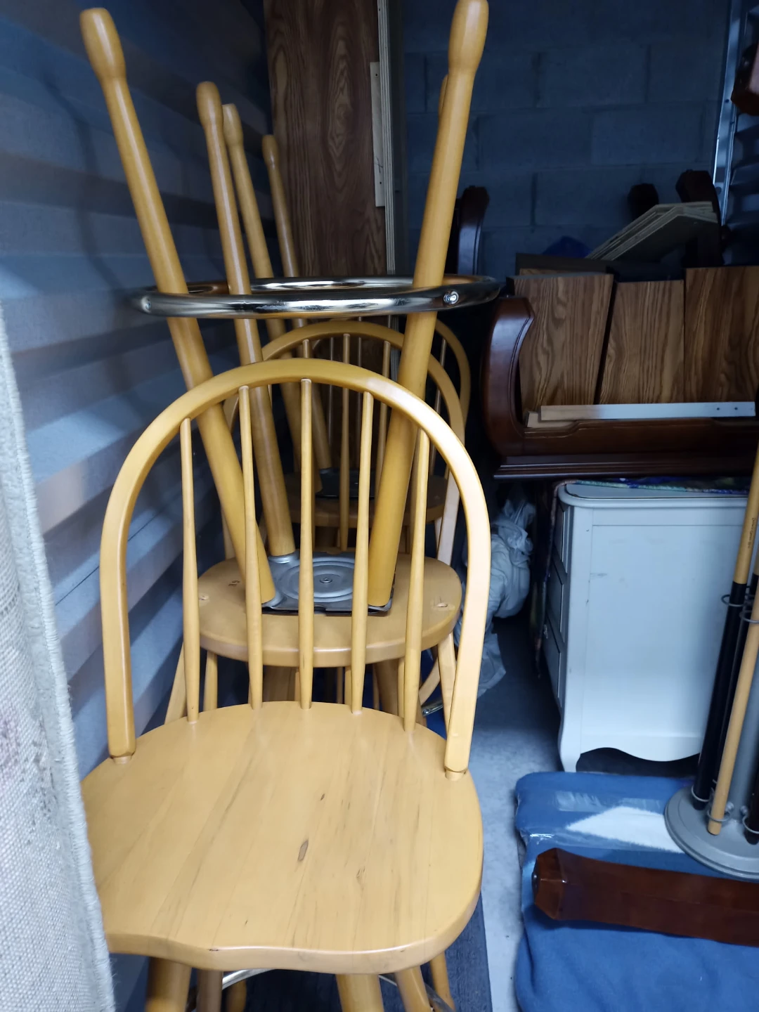 Wooden Bar Stools with Metal Footrests (Set of 4) - photo 2