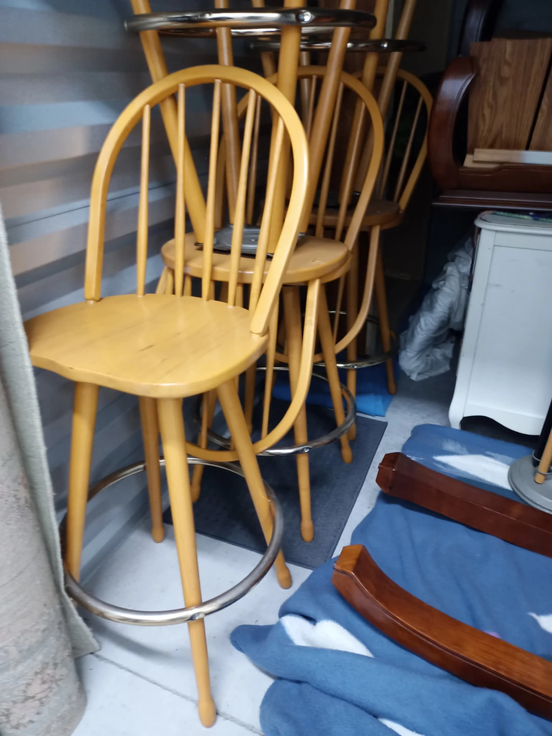 Wooden Bar Stools with Metal Footrests (Set of 4) - photo 3