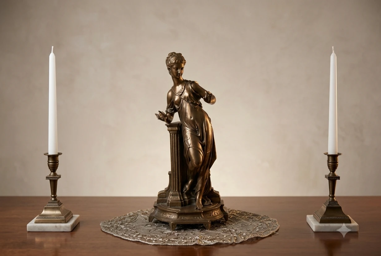 Bronze Figurine & Candle Holder Set ✨️