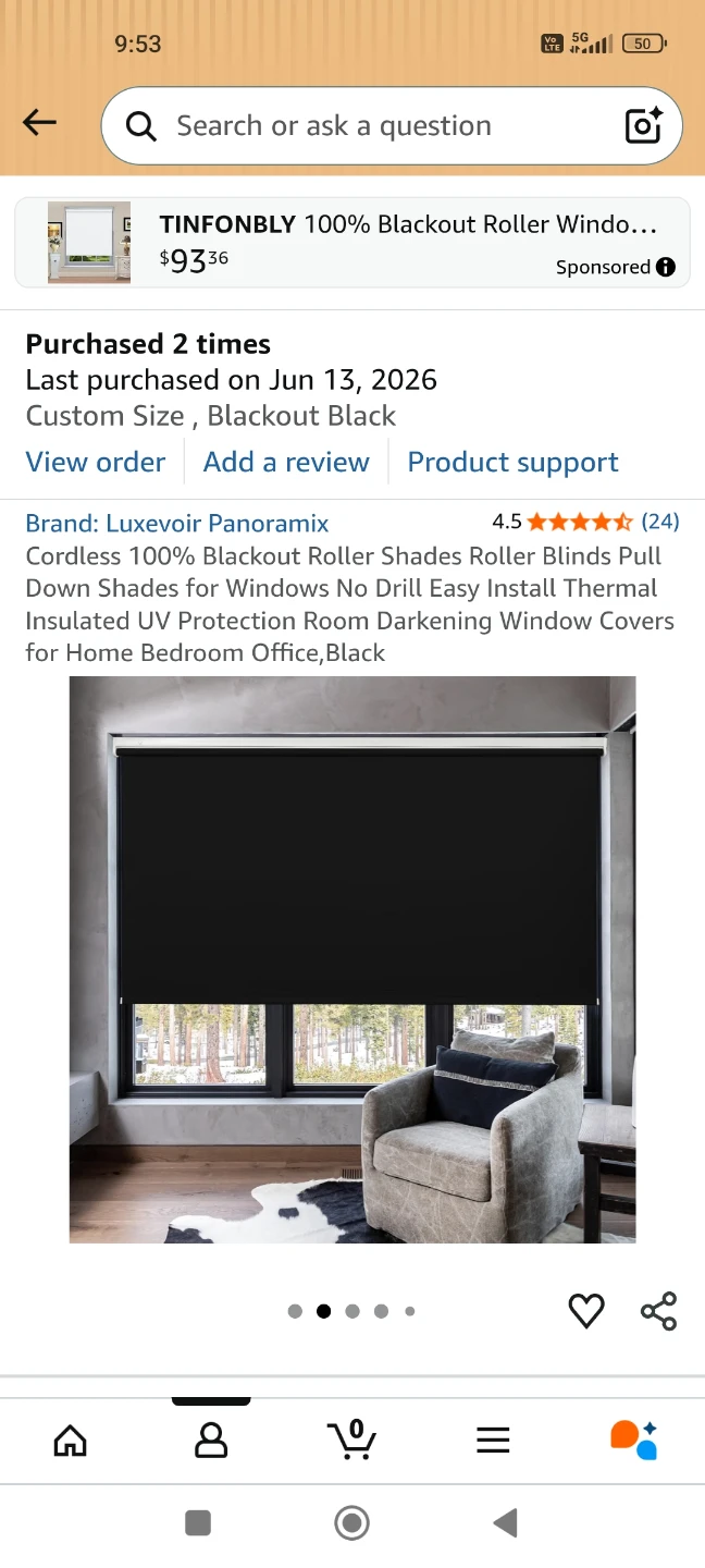 Luxevoir Panoramix Blackout Roller Shades - Black - photo 2